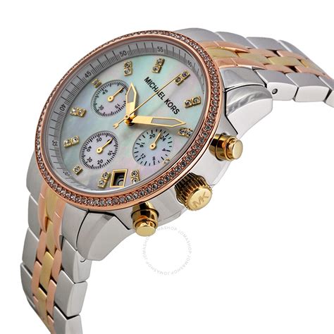 ritz chronograph mother of pearl dial ladies watch mk5650